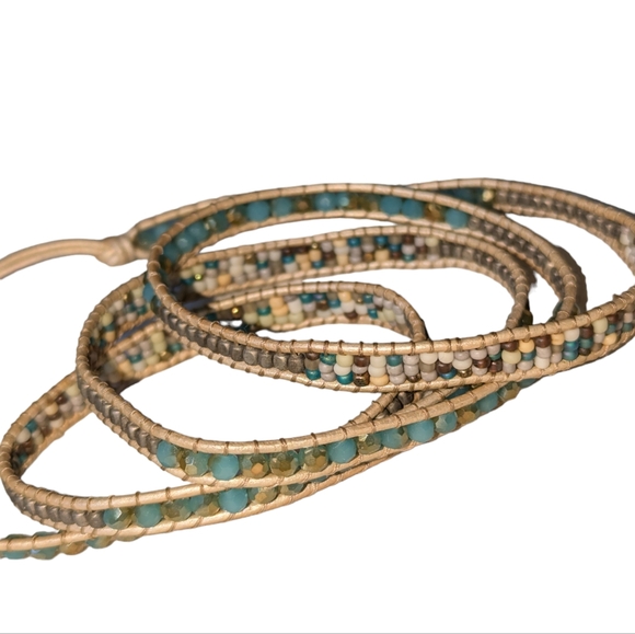 Nakomal Amazonite Bracelet with natural stones - 5x wrap - Picture 9 of 16